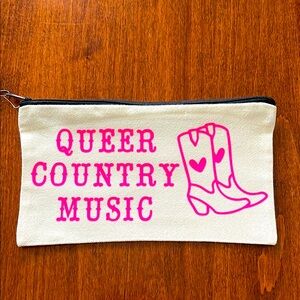 Queer Country Woven Zipper Pouch with Hot Pink